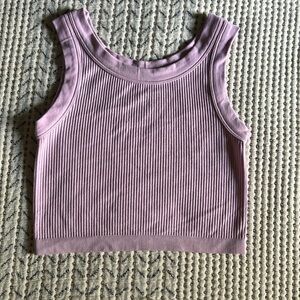 Purple stretch ribbed crop top